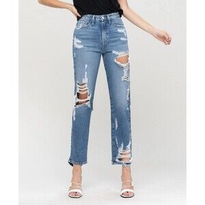 Flying Monkey Black Label Goodbye Super High Rise Ankle Straight Jeans Sz 32 NWT